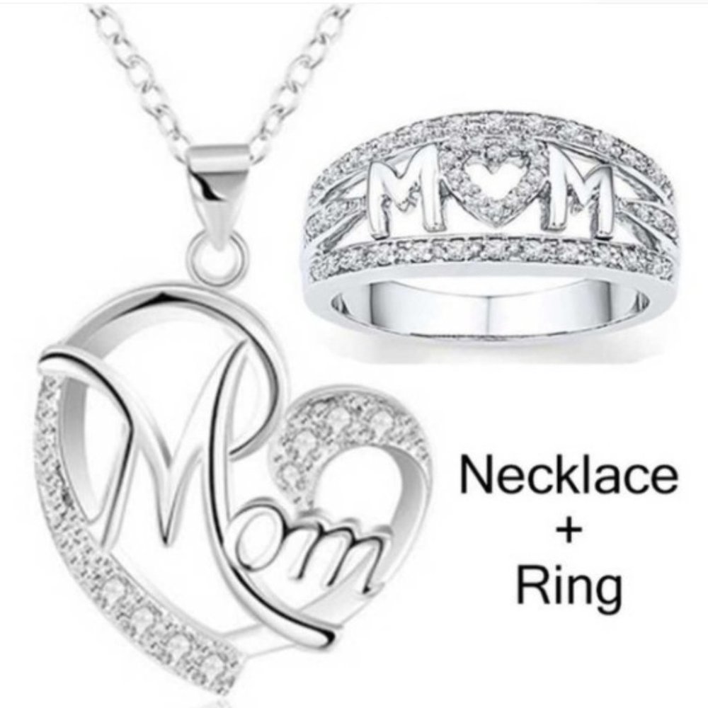 Mom Necklace and Ring Set